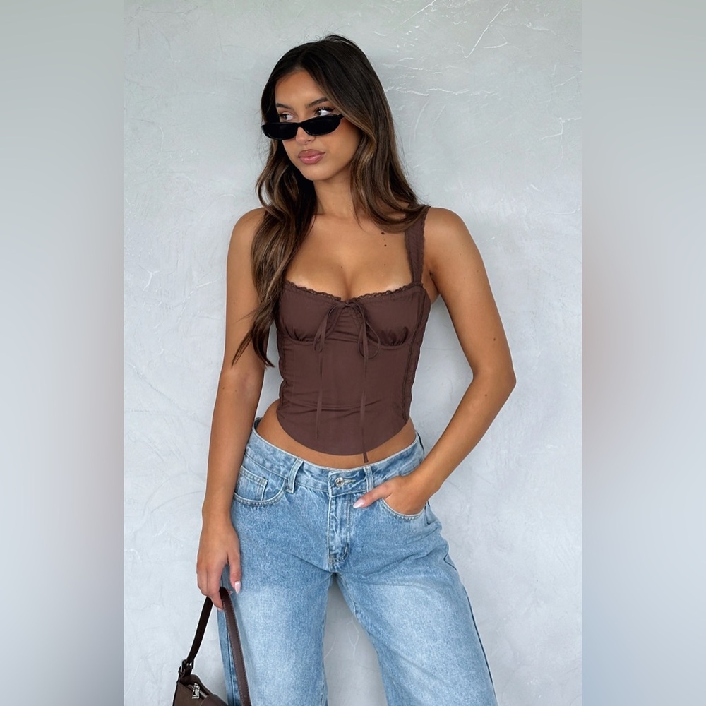 White fox Here With Me Bustier - chocolate size M - brand new